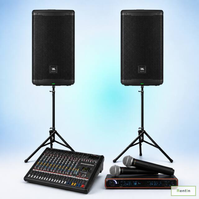 JBL Speaker Rental Dubai | 2 Speakers + Mixer + 2 Mics