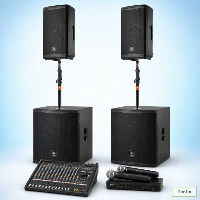 JBL Sound System Rental Dubai | 2 Speakers + 2 Subs