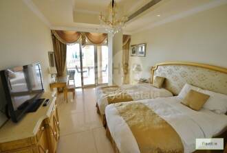 Live in this fully furnished 2BR  with a private jacuzzi and views of the Arabia